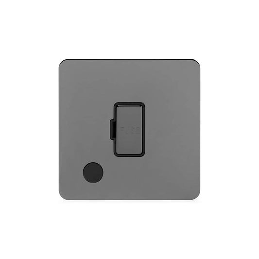 The Connaught Collection Black Nickel Flat Plate 13A Unswitched Fused Connection Unit (FCU) Flex Outlet Blk Ins Screwless