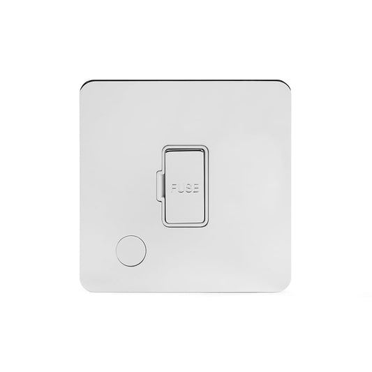 The Finsbury Collection Polished Chrome Flat Plate 13A Unswitched Fused Connection Unit (FCU) Flex Outlet Wht Ins Screwless