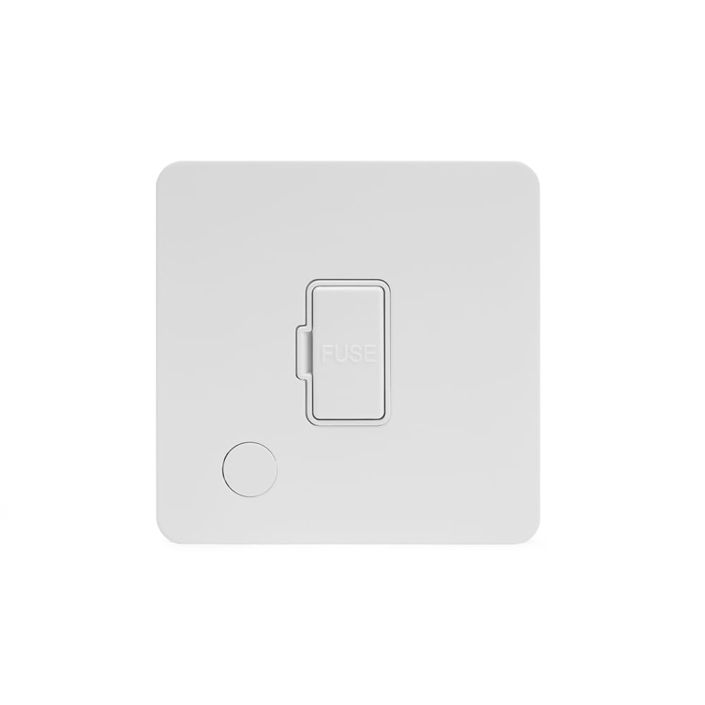 The Eldon Collection White Metal Flat Plate 13A Unswitched Fused Connection Unit (FCU) Flex Outlet Wht Ins Screwless
