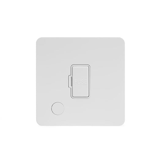 The Eldon Collection White Metal Flat Plate 13A Unswitched Fused Connection Unit (FCU) Flex Outlet Wht Ins Screwless