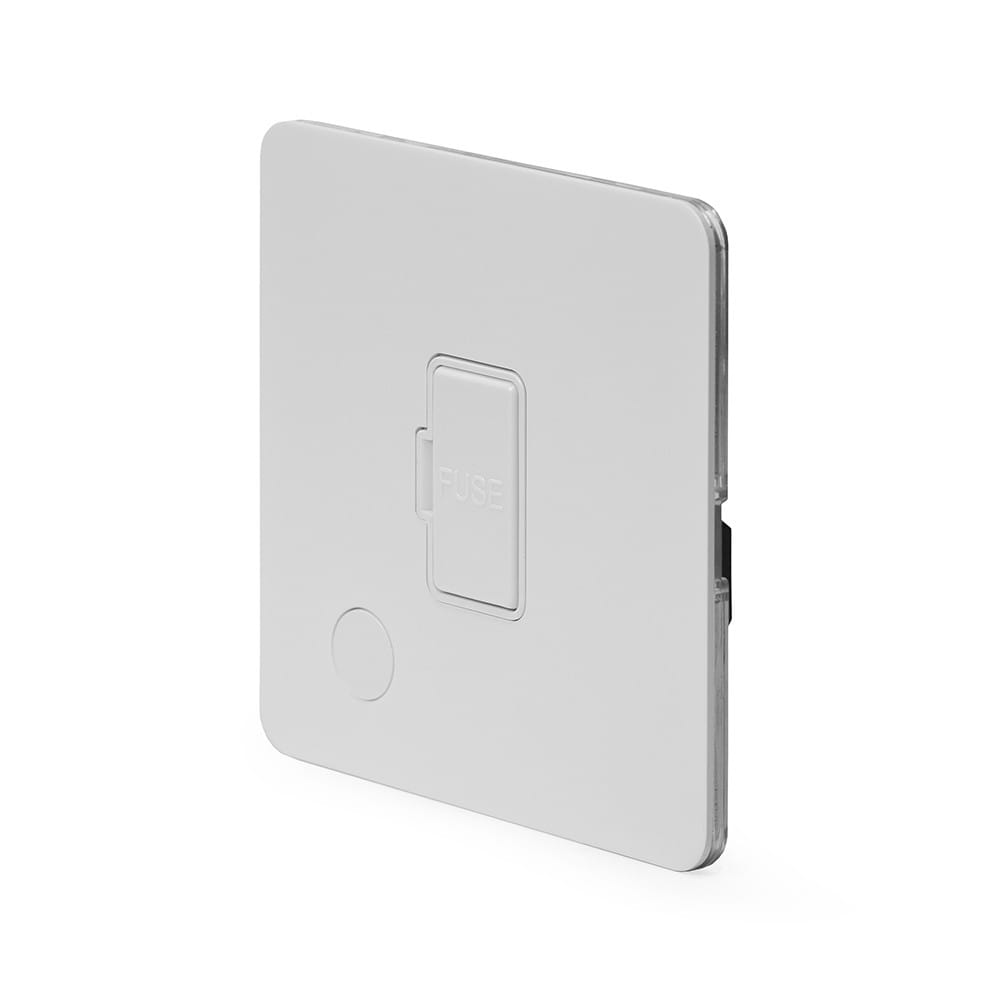 The Eldon Collection White Metal Flat Plate 13A Unswitched Fused Connection Unit (FCU) Flex Outlet Wht Ins Screwless