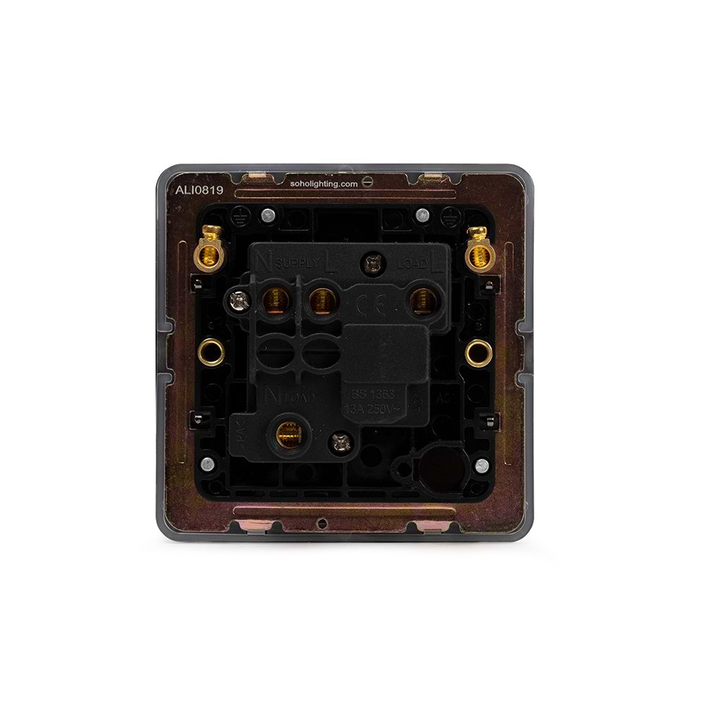 The Connaught Collection Black Nickel Flat Plate 13A Switched Fused Connection Unit (FCU) Blk Ins Screwless