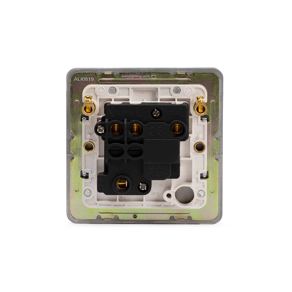 The Eldon Collection White Metal Flat Plate 13A Switched Fused Connection Unit (FCU) Wht Ins Screwless