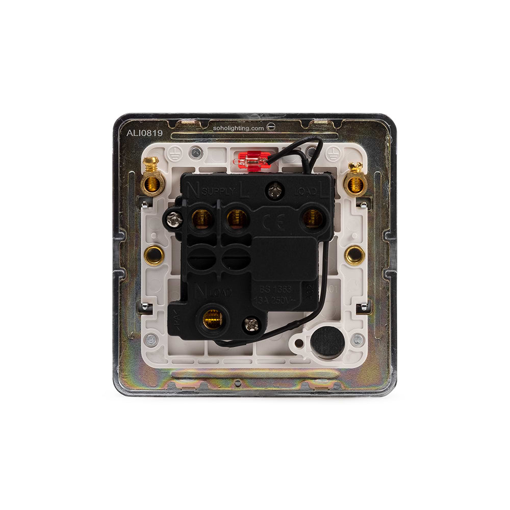 The Finsbury Collection Polished Chrome Flat Plate 13A Switched Fused Connection Unit (FCU) With Neon Wht Ins Screwless