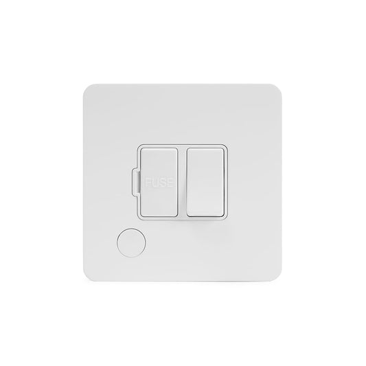 The Eldon Collection White Metal Flat Plate 13A Switched Fused Connection Unit (FCU) Flex Outlet Wht Ins Screwless
