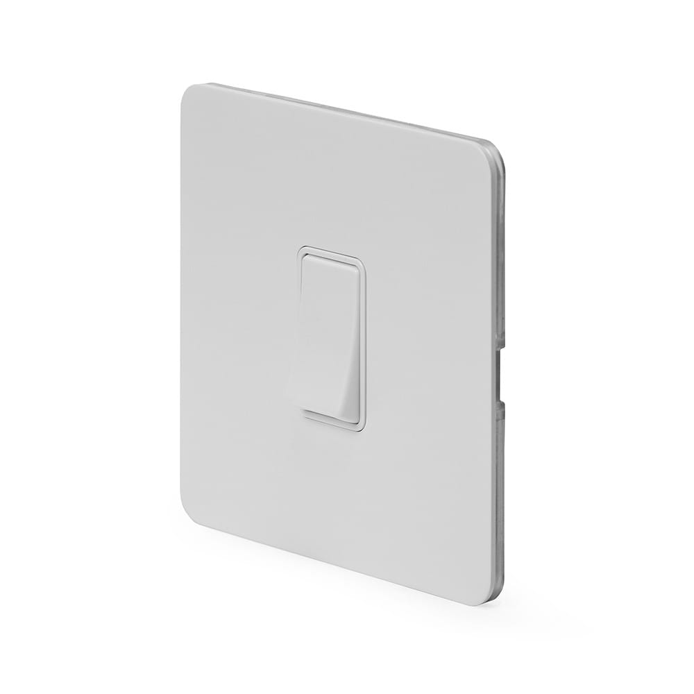 The Eldon Collection White Metal Flat Plate 20A 1 Gang Double Pole Switch Wht Ins Screwless