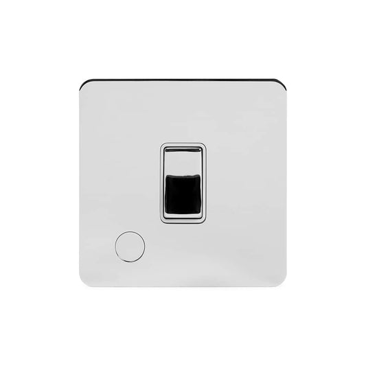 The Finsbury Collection Polished Chrome Flat Plate 20A 1 Gang Double Pole Switch Flex Outlet Wht Ins Screwless