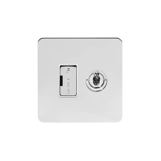 Soho Lighting Polished Chrome Flat Plate Toggle Switched Fused Connection Unit (FCU) 13A White Inserts