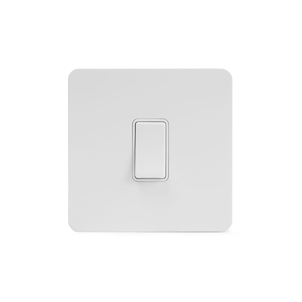 The Eldon Collection White Metal Flat Plate 45A 1 Gang Double Pole Switch, Single Plate  Wht Ins Screwless