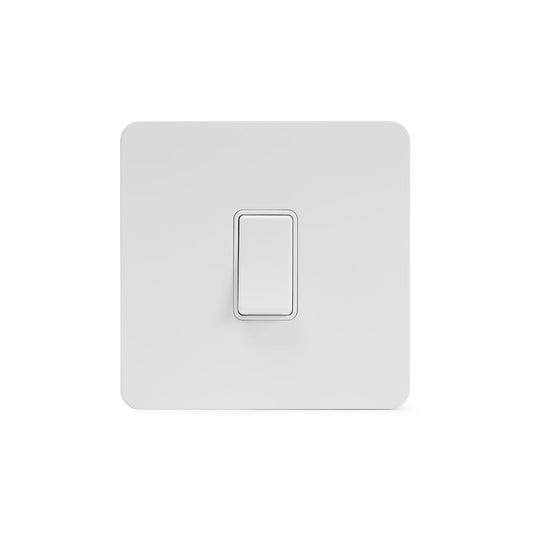 The Eldon Collection White Metal Flat Plate 45A 1 Gang Double Pole Switch, Single Plate  Wht Ins Screwless
