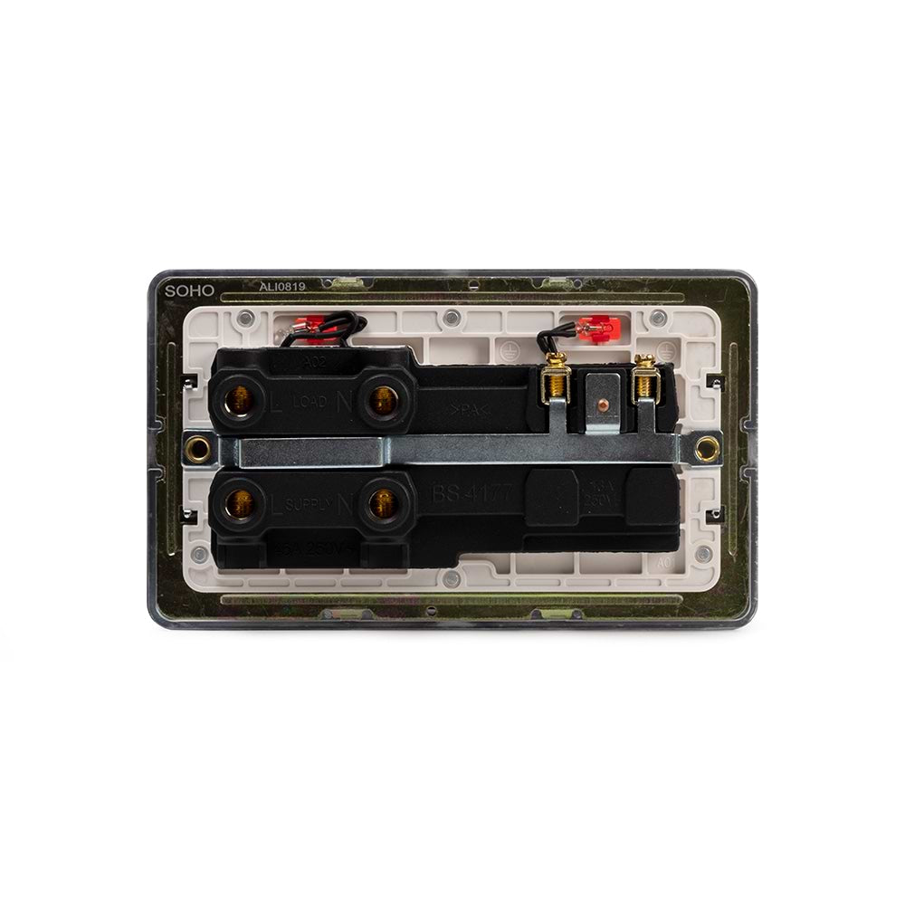 The Finsbury Collection Polished Chrome Flat Plate 45A Cooker Control Unit With Neon Wht Ins Screwless