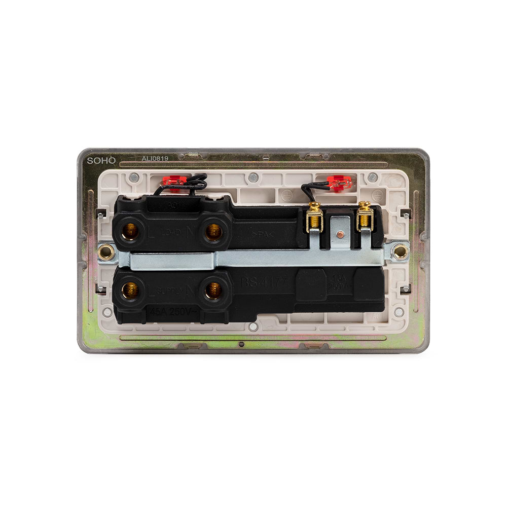 The Eldon Collection White Metal Flat Plate 45A Cooker Control Unit With Neon Wht Ins Screwless
