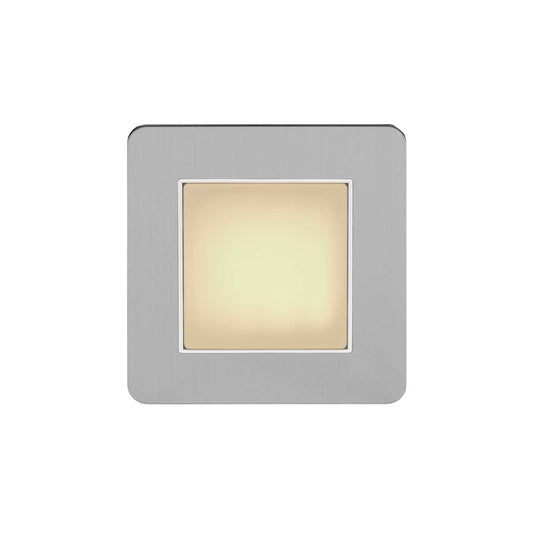 The Lombard Collection Brushed Chrome Flat Plate LED Stair Light - Warm White