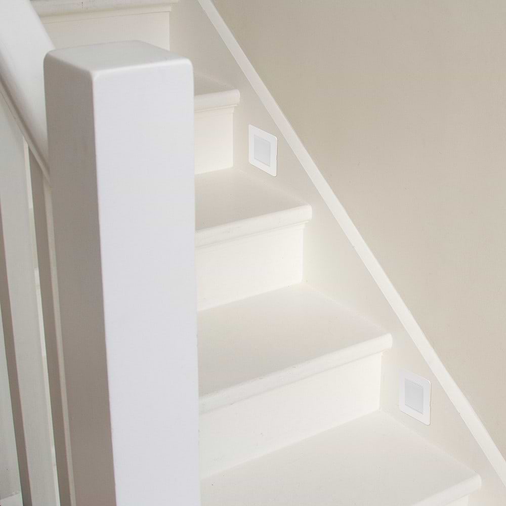 The Eldon Collection White Metal Flat Plate LED Stair Light - Warm White