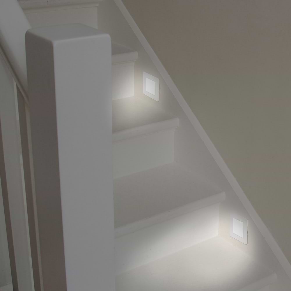 The Eldon Collection White Metal Flat Plate LED Stair Light - Cool White