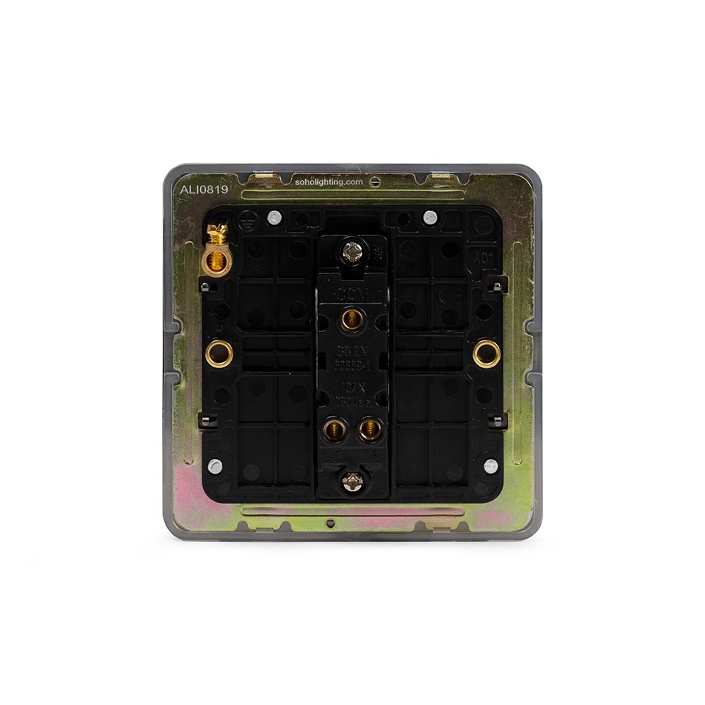 The Connaught Collection Black Nickel Flat Plate 10A 1 Gang 2 Way Switch Blk Ins Screwless