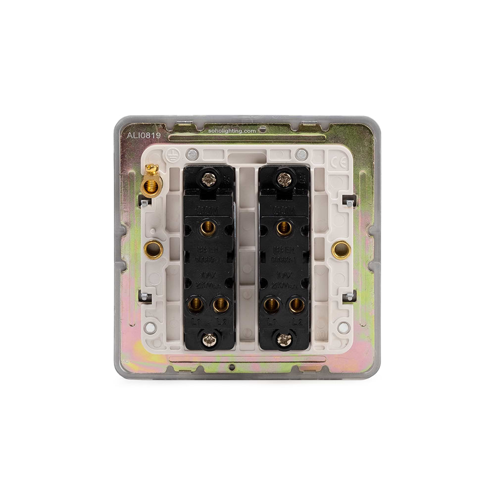 The Eldon Collection White Metal Flat Plate 2 Gang Light Switch 10A 2-Way White Insert