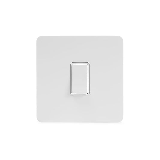 The Eldon Collection White Metal Flat Plate 1 Gang Intermediate Switch Wht Ins Screwless