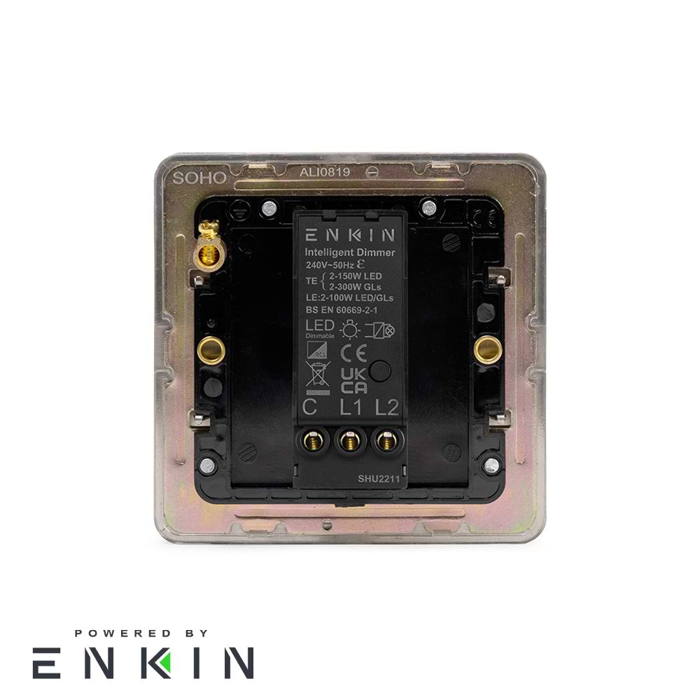 The Westminster Collection Vintage Brass 1 Gang 2 -Way Intelligent Dimmer 150W LED (300w Halogen/Incandescent)