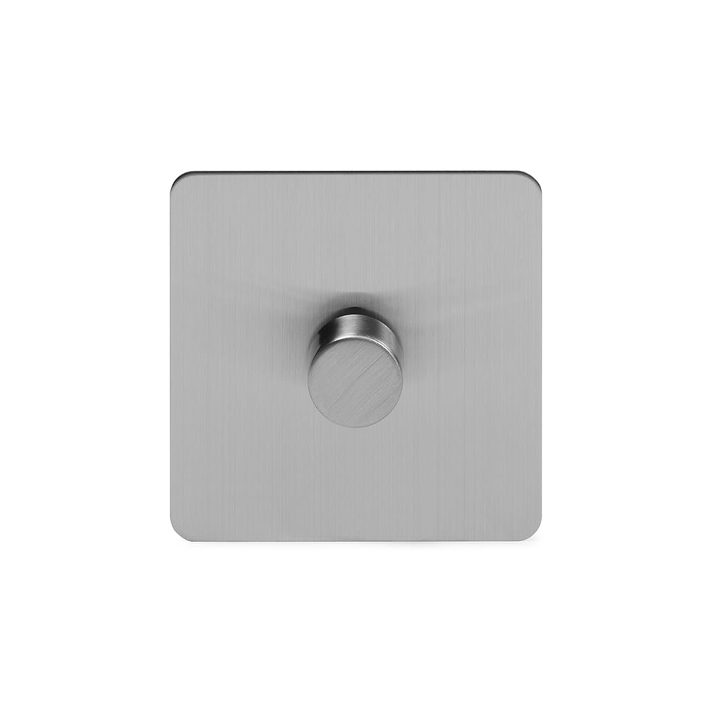 The Lombard Collection Flat Plate Brushed Chrome 1 Gang 250W LED Intermediate Dimmer Switch