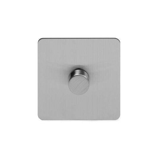 The Lombard Collection Flat Plate Brushed Chrome 1 Gang 1000W DC1-10V Dimmer Switch