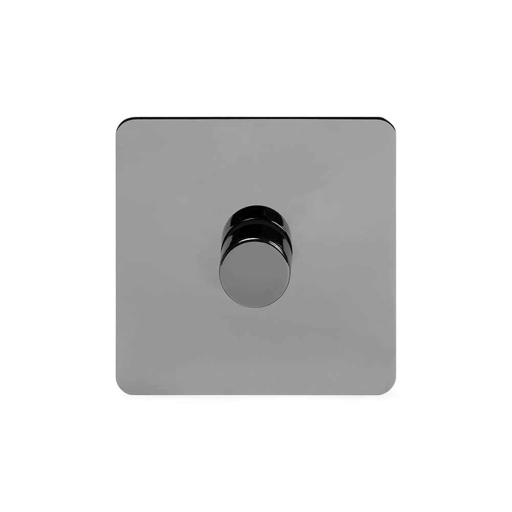 The Connaught Collection Black Nickel Flat Plate 1 Gang 2 -Way Intelligent Dimmer 150W LED (300W Halogen/Incandescent)