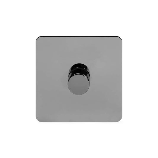 The Connaught Collection Flat Plate Black Nickel 1 Gang 1000W DC1-10V Dimmer Switch