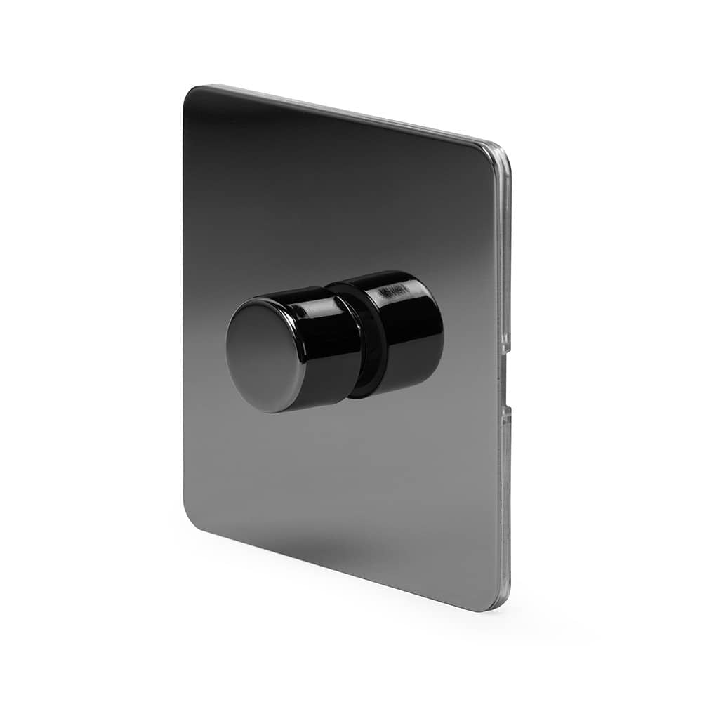 The Connaught Collection Black Nickel Flat Plate 1 Gang 2 -Way Intelligent Dimmer 150W LED (300W Halogen/Incandescent)