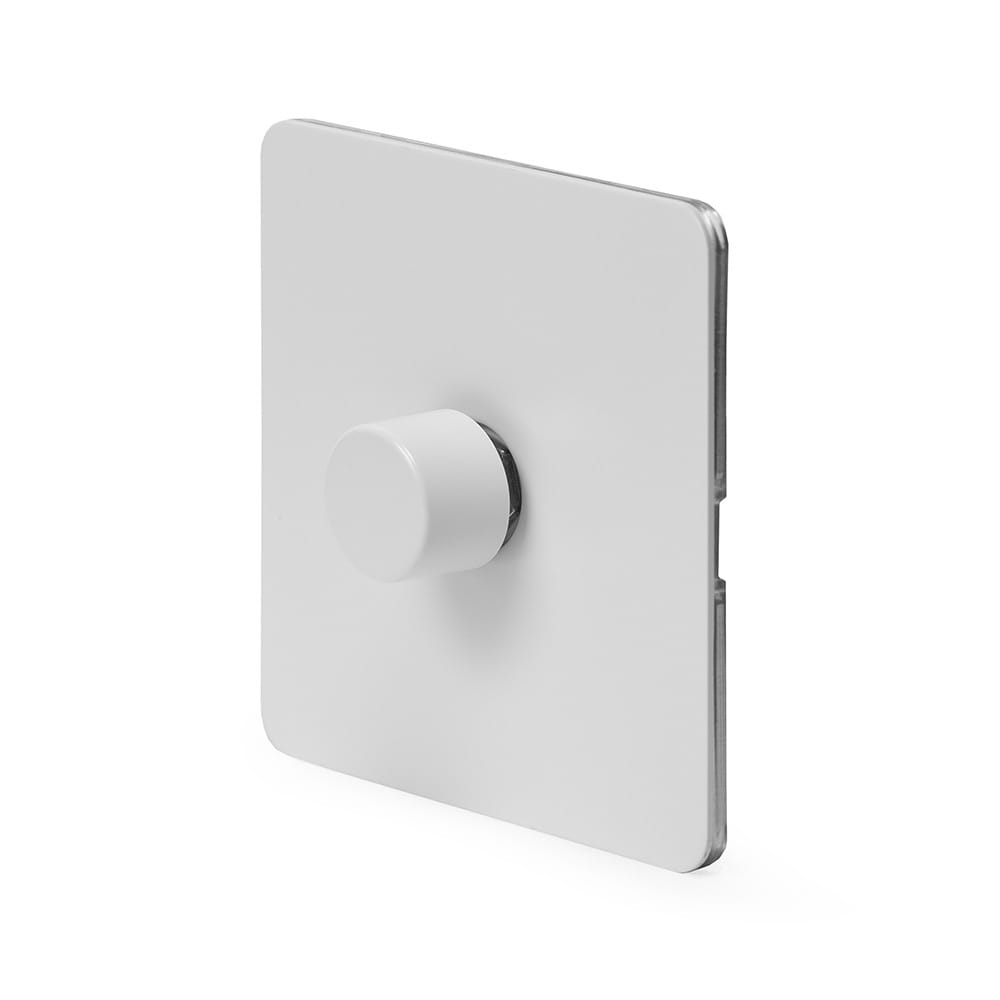 The Eldon Collection White Metal Flat Plate 1 Gang 2 -Way Intelligent Dimmer 150W LED (300w Halogen/Incandescent)