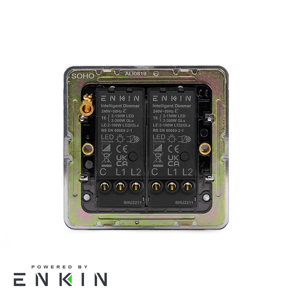 The Charterhouse Collection 2 Gang 2 -Way Intelligent Dimmer 150W LED (300W Halogen/Incandescent) Antique Brass