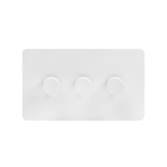 The Eldon Collection White Metal Flat Plate 3 Gang 2 -Way Intelligent Dimmer 150W LED (300W Halogen/Incandescent)