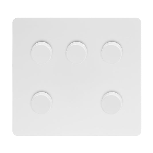 The Eldon Collection White Metal Flat Plate 5 Gang 2 -Way Intelligent Dimmer 150W LED (300W Halogen/Incandescent)