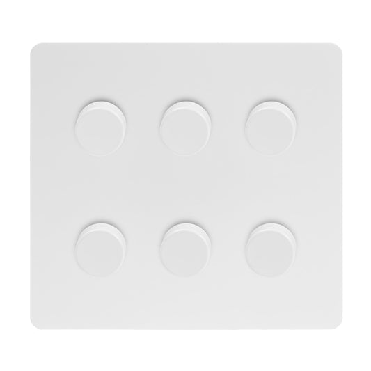 The Eldon Collection White Metal Flat Plate 6 Gang 2 -Way 150W LED (300W Halogen/Incandescent)