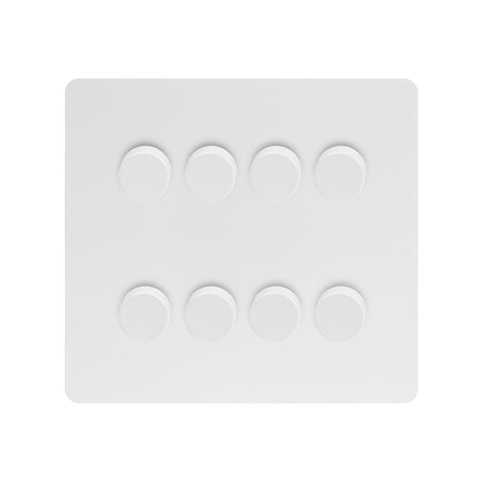 The Eldon Collection White Metal Flat Plate 8 Gang 2 -Way Intelligent Dimmer 150W LED (300 Halogen/Incandescent)