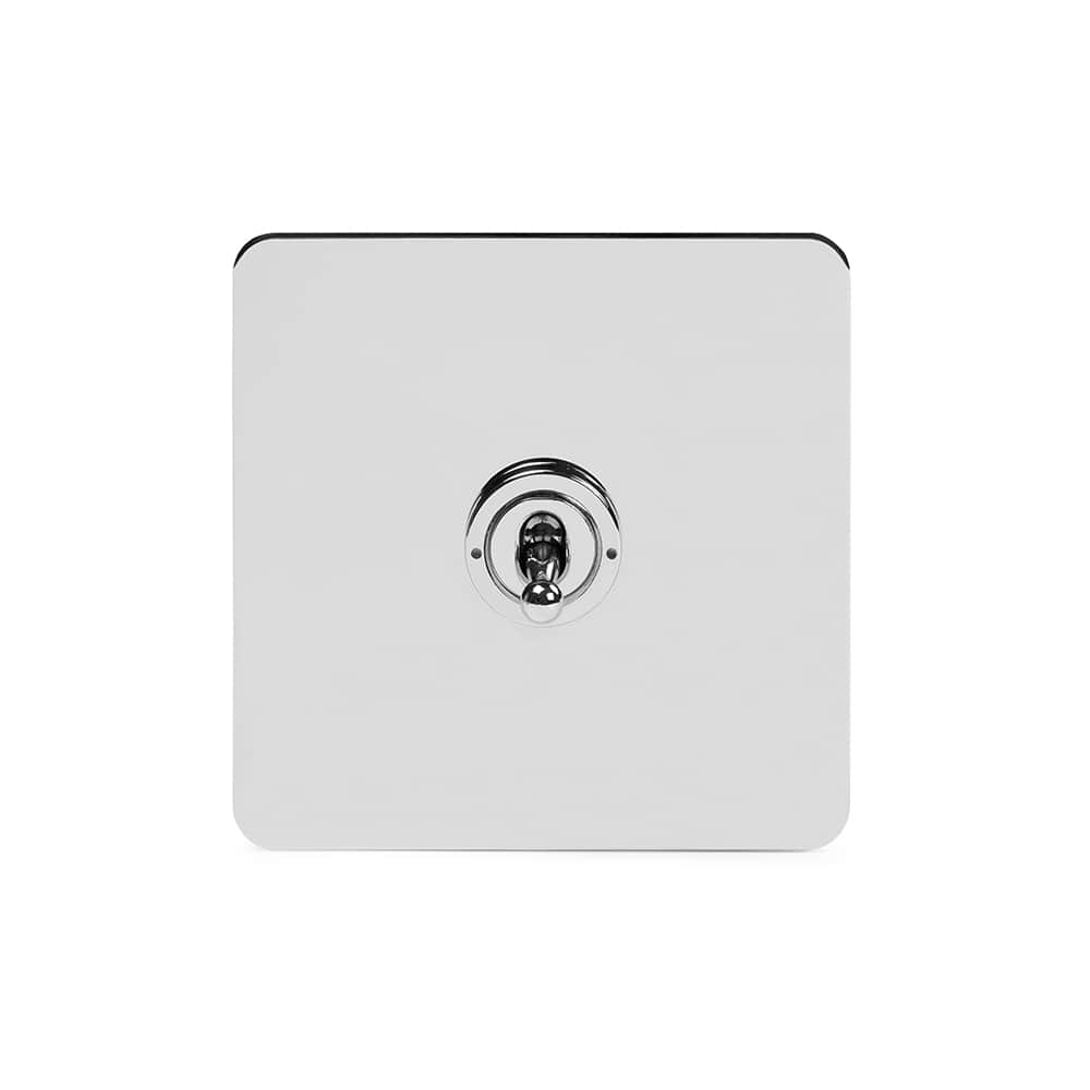 The Finsbury Collection Polished Chrome Flat Plate 20A 1 Gang Intermediate Toggle Switch Screwless