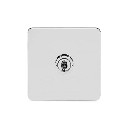 The Finsbury Collection Polished Chrome Flat Plate 20A 1 Gang Intermediate Toggle Switch Screwless