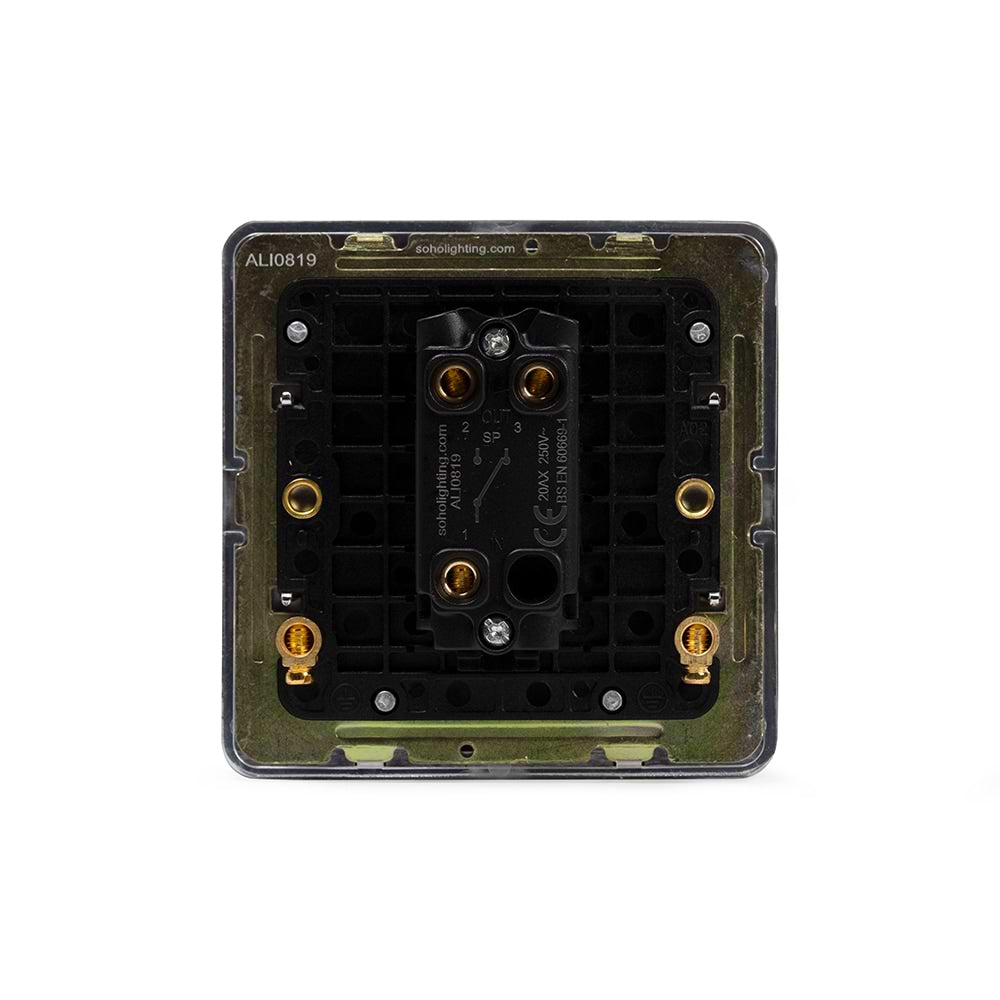 The Finsbury Collection Polished Chrome Flat Plate 20A 1 Gang 2 Way Toggle Switch Screwless