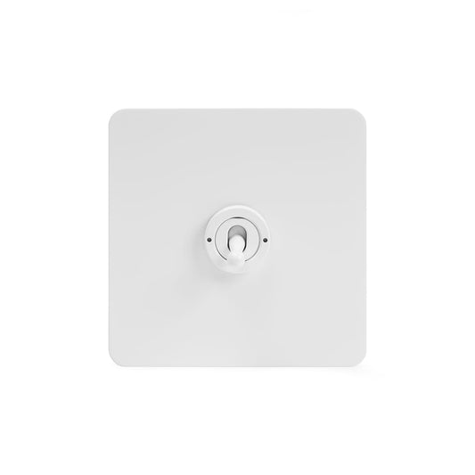 The Eldon Collection White Metal Flat Plate 20A 1 Gang Intermediate Toggle Switch Screwless