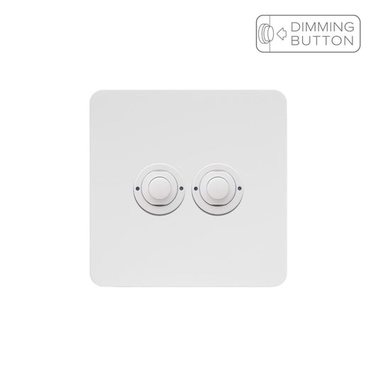Soho Lighting White Metal 2 Gang 6A Push Button Dimmer Switch