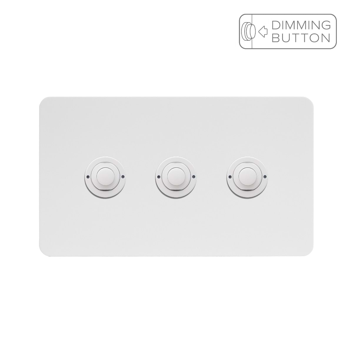 Soho Lighting White Metal 3 Gang 6A Push Button Dimmer Switch