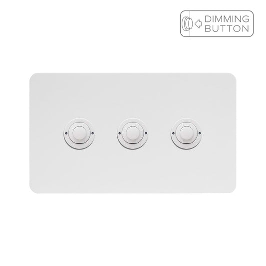 Soho Lighting White Metal 3 Gang 6A Push Button Dimmer Switch