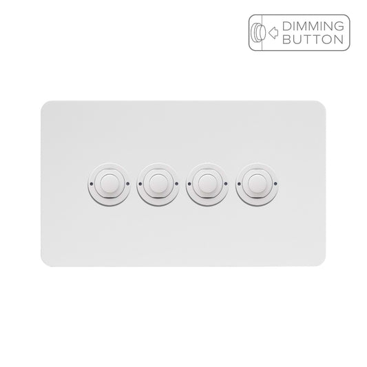 Soho Lighting White Metal 4 Gang 6A Push Button Dimmer Switch