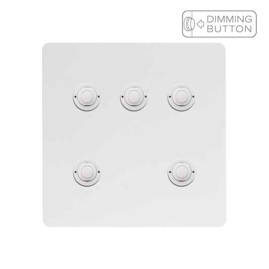 Soho Lighting White Metal 5 Gang 6A Push Button Dimmer Switch