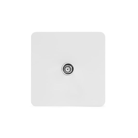 The Eldon Collection White Metal Flat Plate 1 Gang Satellite Socket Wht Ins Screwless