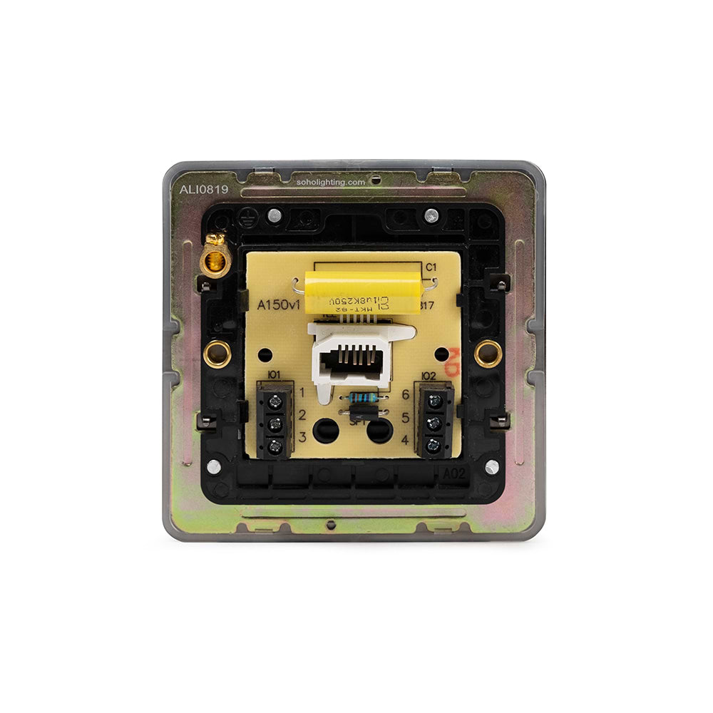 The Connaught Collection Black Nickel Flat Plate 1 Gang Telephone Master Socket,BT Blk Ins Screwless