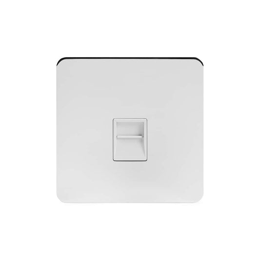 The Finsbury Collection Polished Chrome Flat Plate 1 Gang Telephone Master Socket,BT Wht Ins Screwless