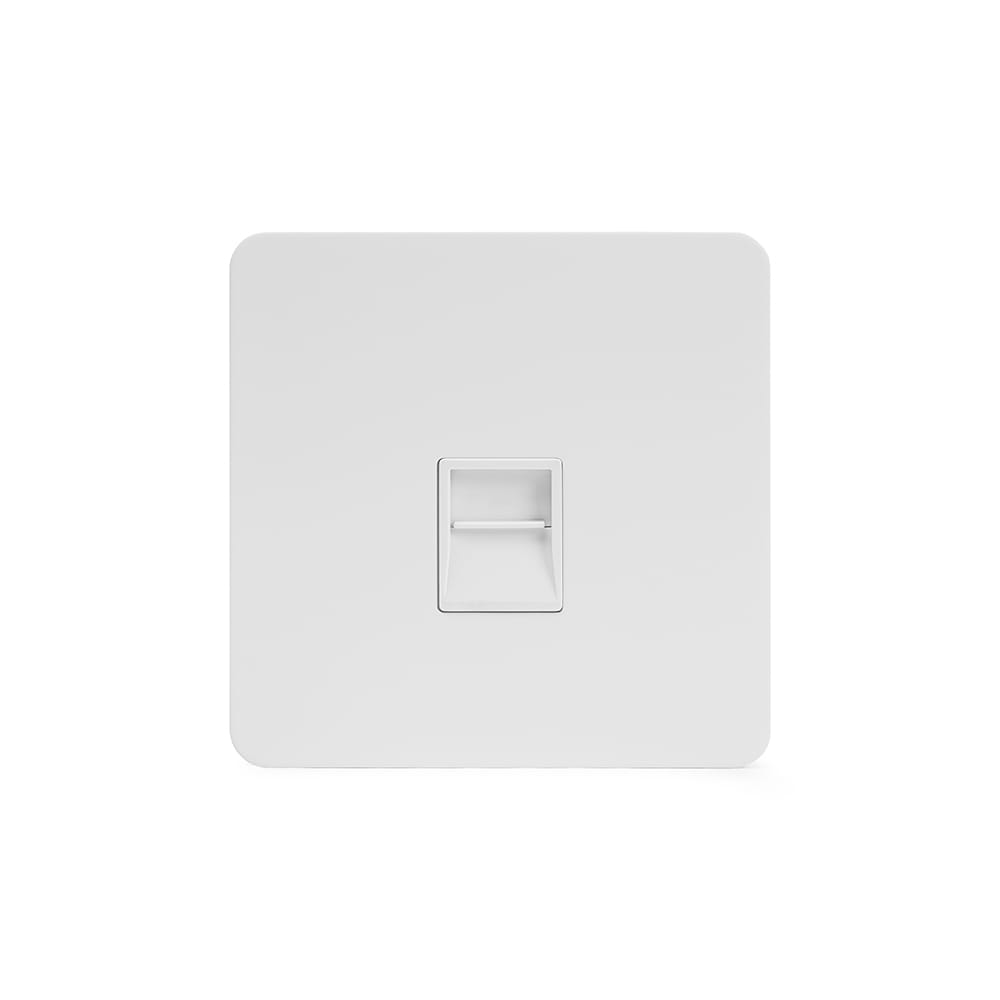 The Eldon Collection White Metal Flat Plate 1 Gang Telephone Master Socket,BT Wht Ins Screwless