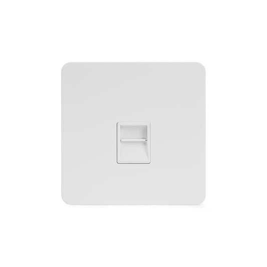 The Eldon Collection White Metal Flat Plate 1 Gang Telephone Master Socket,BT Wht Ins Screwless