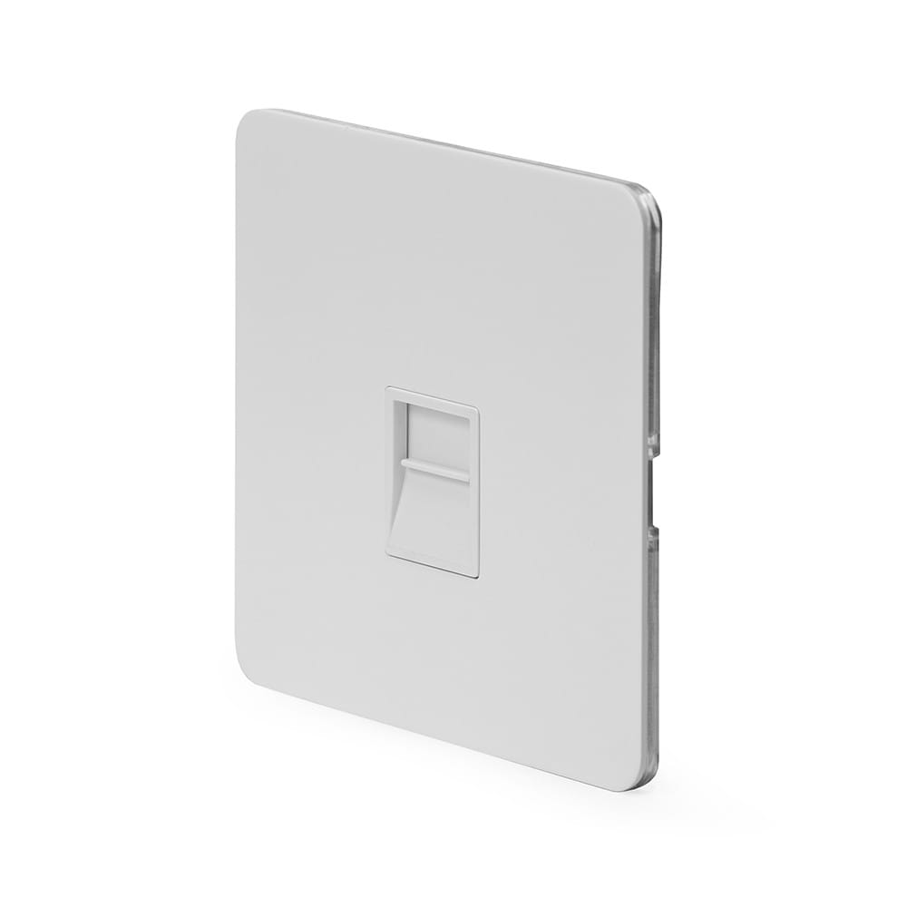 The Eldon Collection White Metal Flat Plate 1 Gang Telephone Master Socket,BT Wht Ins Screwless
