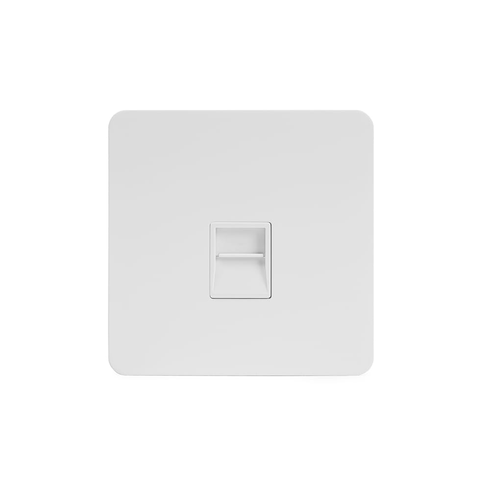 The Eldon Collection White Metal Flat Plate 1 Gang Telephone Secondary (Slave) Socket,BT Wht Ins Screwless